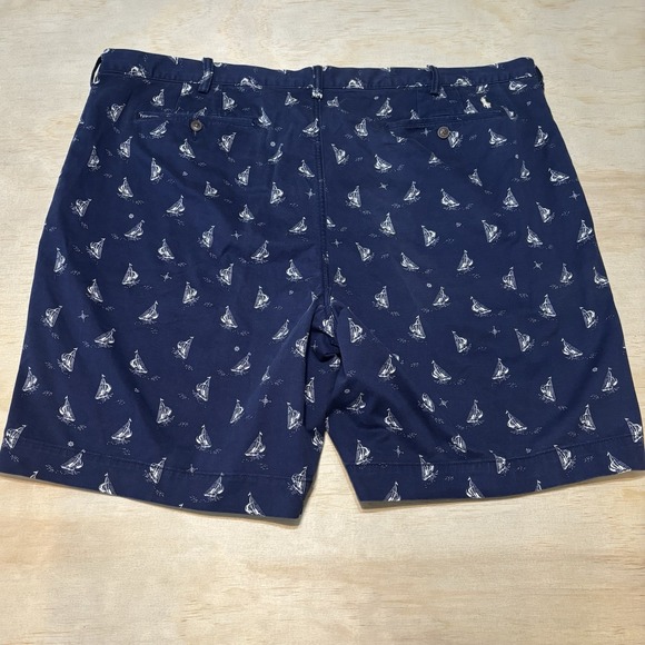 Polo Ralph Lauren Chino Shorts Men 46 Blue -All Over Sailboat Print -Cotton - Picture 4 of 9